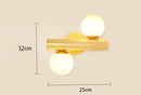 Axyaa White Glass Ball Wood Chandelier - Elegant Living Room Lighting