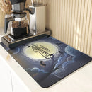 Axyaa Ghost Print Silicone Kitchen Coasters & Dish Mat