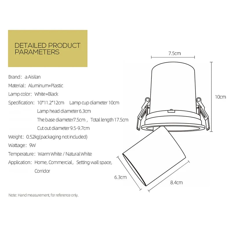 Axyaa Rotatable LED Ceiling Downlight: Adjustable Round COB Spotlight for Kitchen & Home