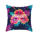 Flamingo Flower Rainforest Cushion Cover with Tropical Plant Animal Pattern by Axyaa
