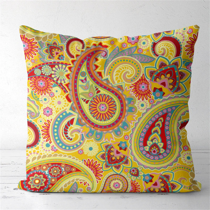 Axyaa Tan Chen Pattern Flower Cushion Cover for Home Decor
