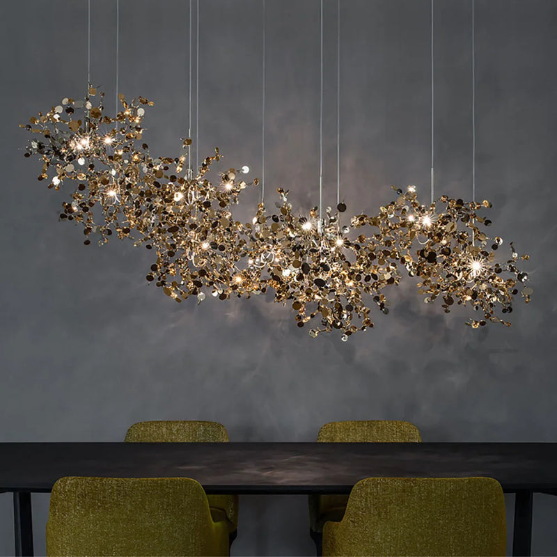 Axyaa Nordic Art Stainless Steel Chandelier for Living Room, Bar, and Kitchen Decor