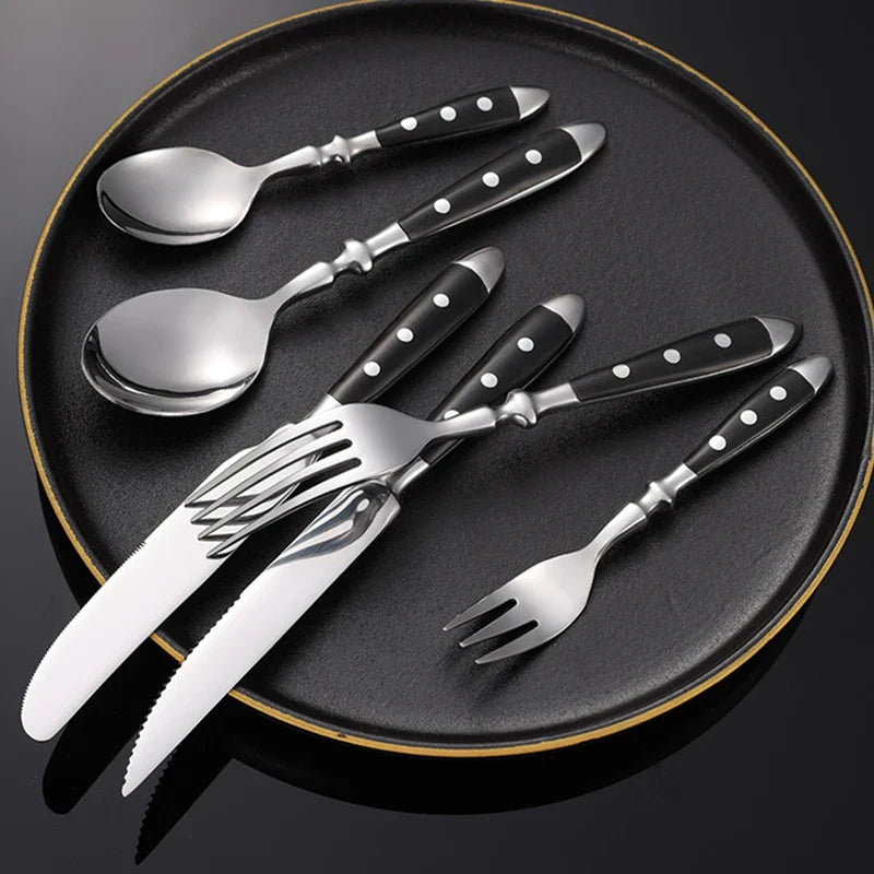 Axyaa Stainless Steel Dining Cutlery Set with Wooden Handles