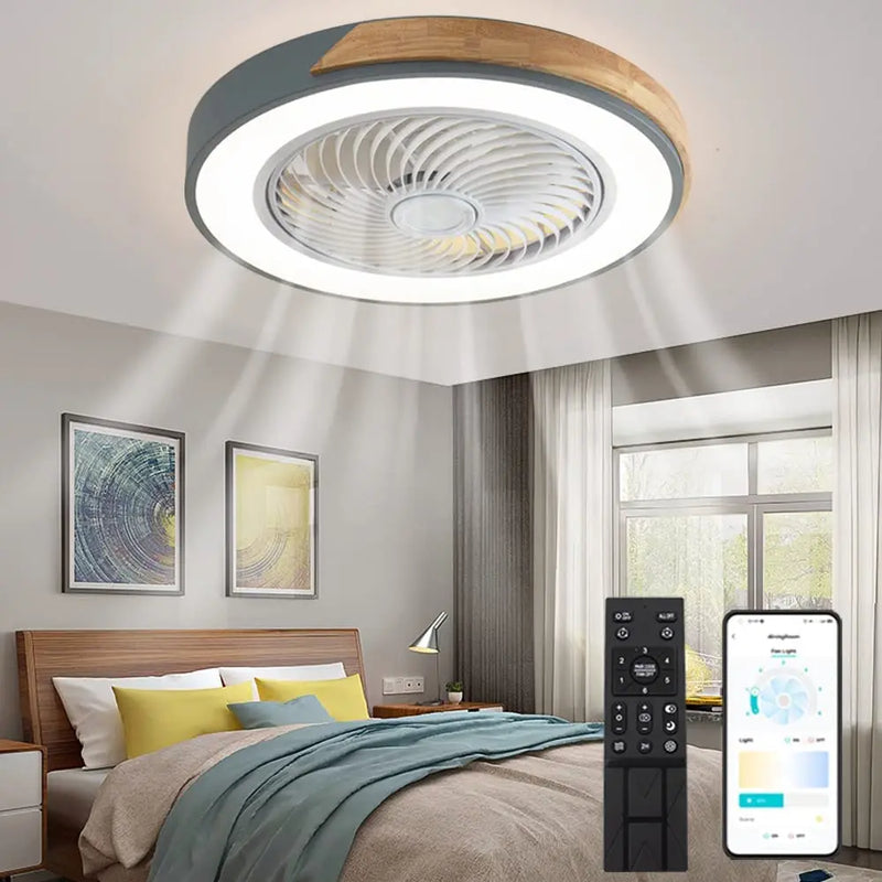 Axya Wood Ceiling Fan with Remote Control and Dimmable LED Light