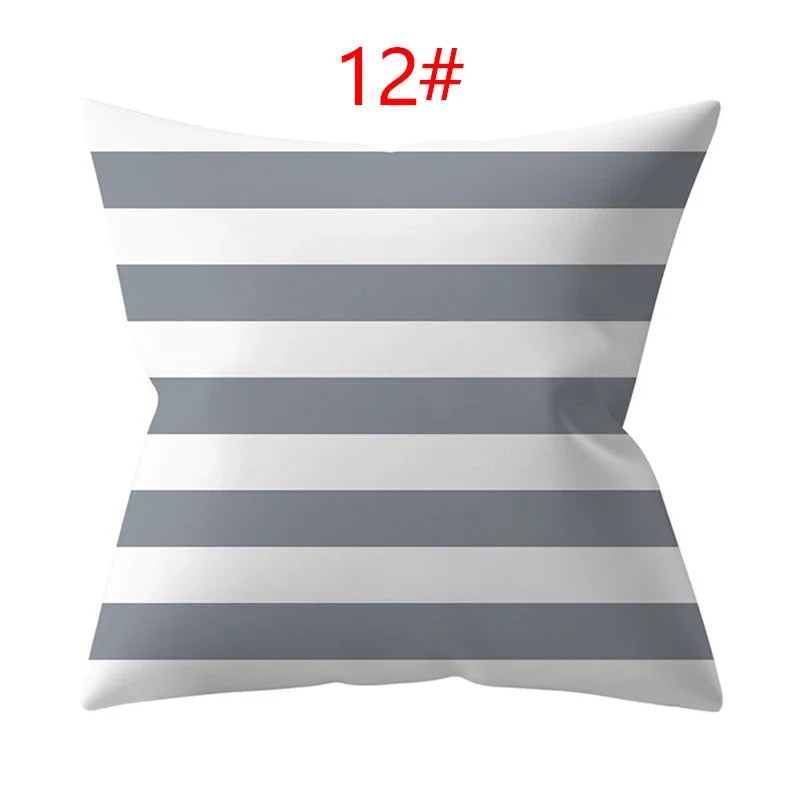 Axyaa 18" Sliver Grey Geometry Striped Pillowcase Home Decor Pillow Cover