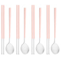 Axyaa Silver Grey Handle Dinnerware Set Stainless Steel Cutlery Spoon Chopsticks