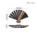Axyaa Fan Shaped Ceramic Plate: Retro Sushi, Dessert, Dim Sum, Molecular Cuisine Tableware