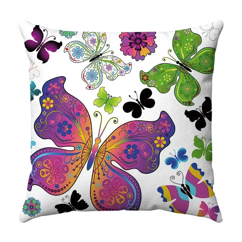 Axyaa Butterfly Print Cushion Cover 45x45cm - Farmhouse Stylish Home Decor Pillow Cover