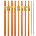Axyaa High Borosilicate Glass Tomatoes on Sticks Straw Set with Brush