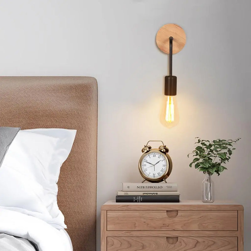 Nordic Wooden Wall Lights Modern Bedroom Sconce Axyaa Brand