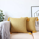 Axyaa Linen Super Soft Pillow Cover 45x45cm Yellow Decorative for Living Room