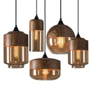 Axyaa Nordic Wood Grain LED Pendant Lamp, Modern Glass, Dining Room, Bedroom
