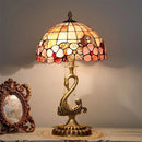 Axyaa Modern Brass Table Lamp LED Tiffany Shell Decor Retro Copper Desk Light