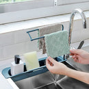 Axyaa Kitchen Sink Shelf: Telescopic, Plastic Drain Rack, Soap Sponge Holder, Tool Organizer