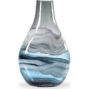 Axyaa Large Blue Glass Vase - Handmade 14" Tall Home Decor Centerpiece