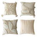Axyaa Beige Jacquard Embroidery Tassel Pillowcase - Luxury Living Room Cushion Cover