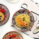 Axyaa Ceramic Shallow Plate, Nordic Retro Design, Round Salad and Steak Plate