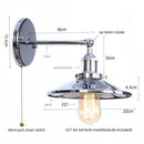 Axyaa Vintage Pull Chain LED Wall Lights Lens Stair Aisle Reading Bedside Lamp
