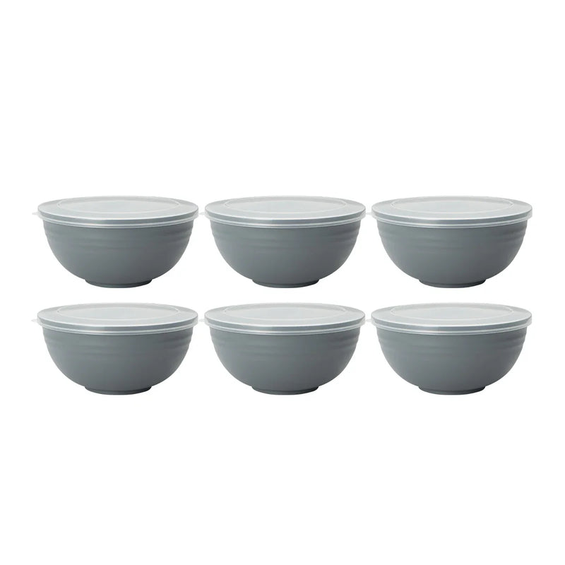 Axyaa Gray Plastic Bowl with Lid Set for Home Kitchen, Restaurant, RV, Camping