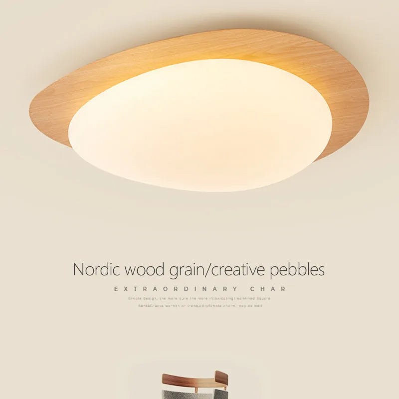 Axya Nordic Wood Texture LED Ceiling Lamp for Home Decor Lighting