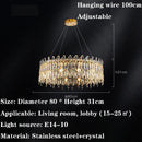 Axyaa Round Crystal LED Chandelier for Modern Living Room & Kitchen