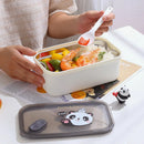Axyaa Bear & Panda Cartoon Stainless Steel Bento Box for School Picnic Storage