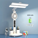 Axyaa Rechargeable Table Lamp with Fan, LED Clock Display and Reading Light