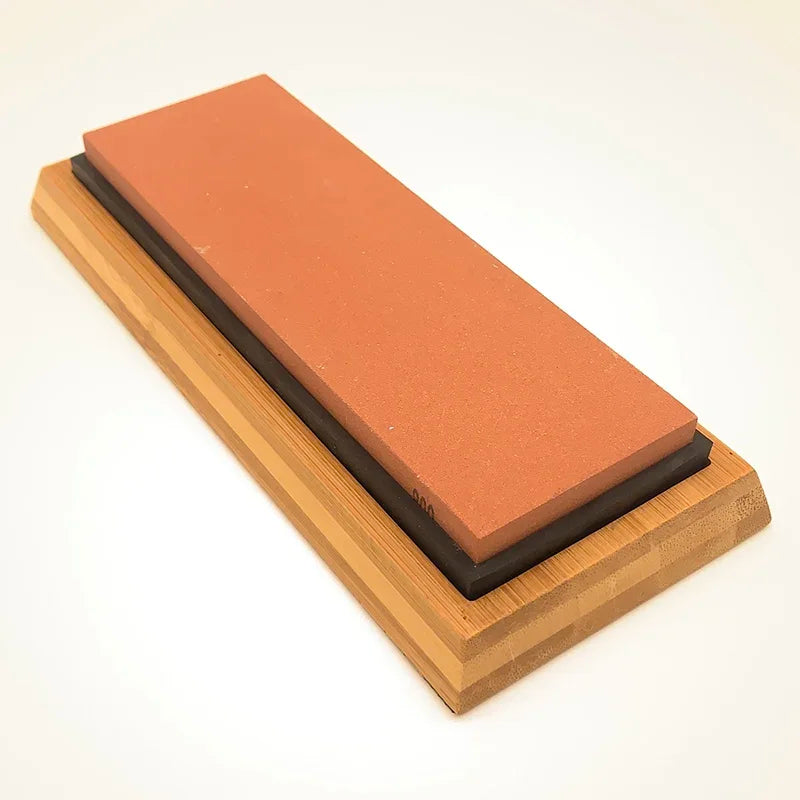 Axya Bamboo Sharpener Whetstone Holder for Kitchen, Non-Slip Base