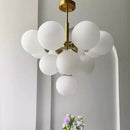 Axyaa French Cream Chandelier Bubble Glass Pendant Light with 5/13 Heads for Home Décor