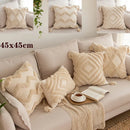 Axyaa Geometric Tufted Tassel Cushion Cover - Soft Home Decor Pillowcase