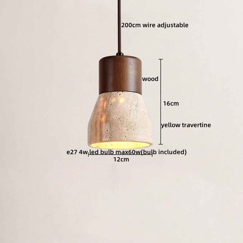 Axyaa Yellow Travertine LED Pendant Lights for Modern Living Spaces