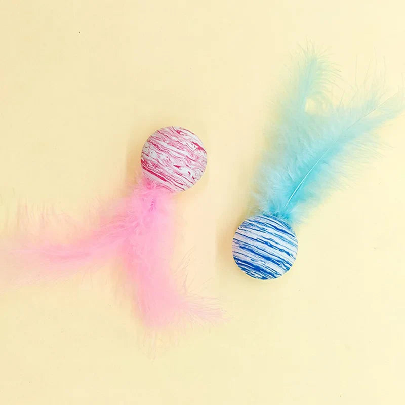 Axyaa Cat Feather Ball Toy Set for Interactive Training and Play