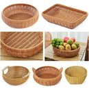 Axyaa Boho Rattan Storage Tray: Woven PP Wicker Basket Snack Plate for Coffee Shop