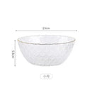 Axyaa Gold Edged Crystal Glass Bowl - 380ml Transparent Fruit Plate & Salad Dish