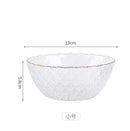 Axyaa Gold Edged Crystal Glass Bowl - 380ml Transparent Fruit Plate & Salad Dish