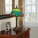 Stained Glass Red Rose Table Lamp 8" - Axyaa Brand
