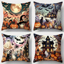 Axyaa Halloween Ghosts Cats Pumpkins Cushion Cover for Sofa Bedroom Car
