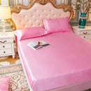 Axyaa Satin Silky Fitted Bed Sheet Set - Luxury Solid Color Sheets & Pillow Cases
