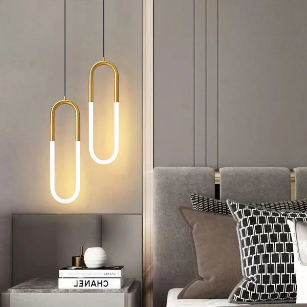 Axyaa Nordic U-Shaped Modern Pendant Chandelier for Bedroom and Sofa Decor