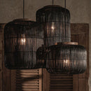 Axyaa Japanese Rattan Pendant Light: Vintage Wabi-sabi Lantern for Living Room, Dining, Kitchen Island