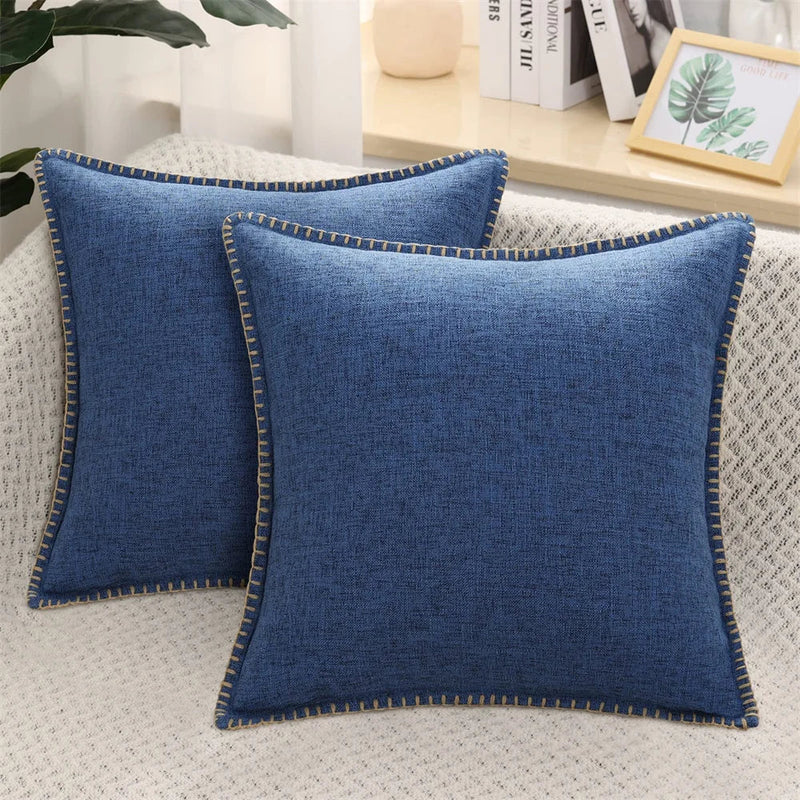 Axyaa Linen Chenille Pillow Case 50x50cm Sofa Bed Car Decorative Cushion Cover