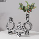 Axyaa Zebra Stripes Ceramic Vase Small Mouth Flower Arrangement Hydroponic Vase