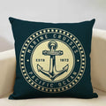 Axyaa Nautical Style Linen Pillow Cover 45x45cm for Living Room Sofa Décor