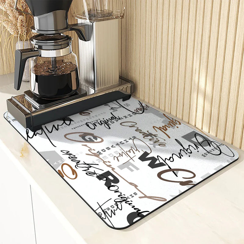 Axyaa Artistic Drying Mat for Kitchen Counter, Non-Slip Absorbent Placemat