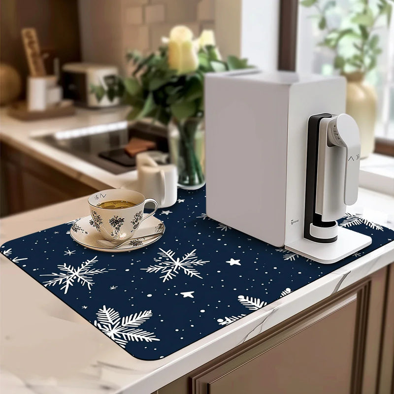 Axyaa Christmas Stars Absorbent Drain Pads for Kitchen Tableware