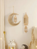Axyaa Ramadan Wooden Moon & Star Ornaments, Eid Decor, Lantern Wall Decor, Gift