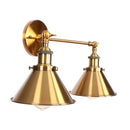Axyaa Industrial Vintage LED Wall Light - 2 Heads Gold Loft Iron Lamparas De Pared