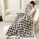 Axyaa Houndstooth Jacquard Fleece Blanket: Cozy Sofa Bed Throw for Spring & Autumn