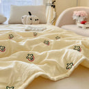 Axyaa Soft Washed Summer Quilt - Minimalist Embroidered Blanket, Single Double Size