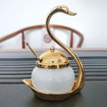 Axyaa Swan Sugar Cup & Seasoning Bottle Set | European Zinc Alloy Glass Kitchen Decor